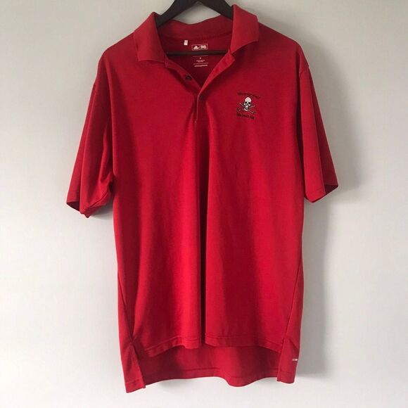 adidas Other - Adidas Climalite Mens Golf Polo Red With Skull Design On Chest Size Medium
